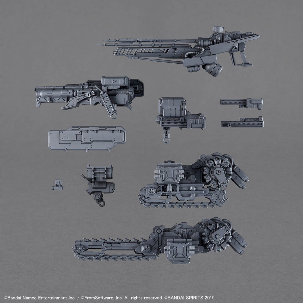 Option Parts No.07 Weapon Set 07 – unassembled weapon sprues and tread parts