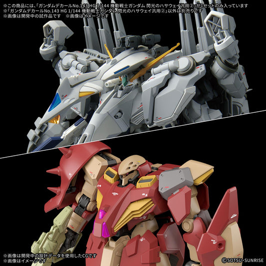 Gundam Decal HG 1/144 Mobile Suit Gundam Hathaway Multiuse 2 – split view with red CG mecha below