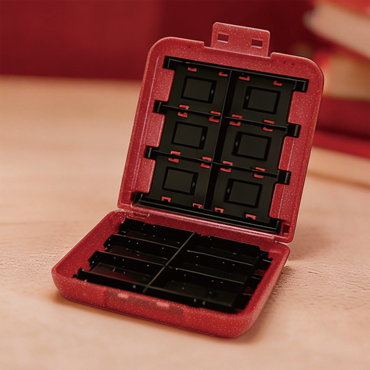 Hori 24-Game Card Case for Nintendo Switch 2 – open case showing card slots in lid and base