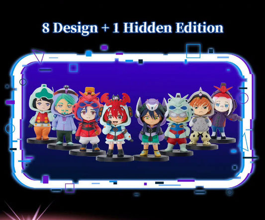BN Figure: Q Pajamars: Mobile Suit Gundam GQuuuuuuX Ver. – group line-up of all eight designs with hidden