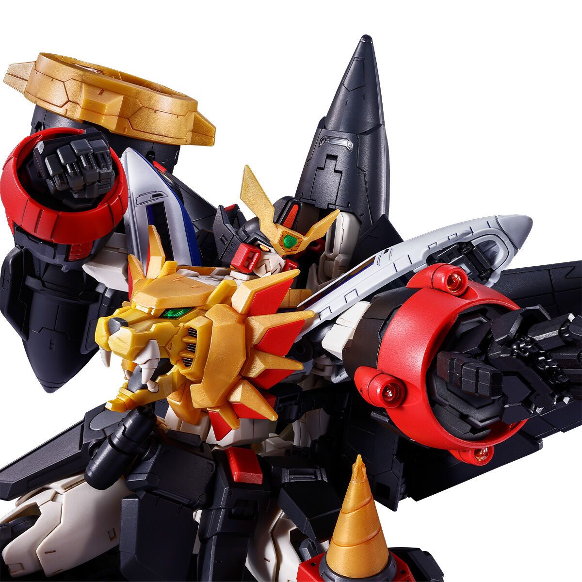 RG 1/144 Star Gaogaigar – close-up of gold lion head and drill