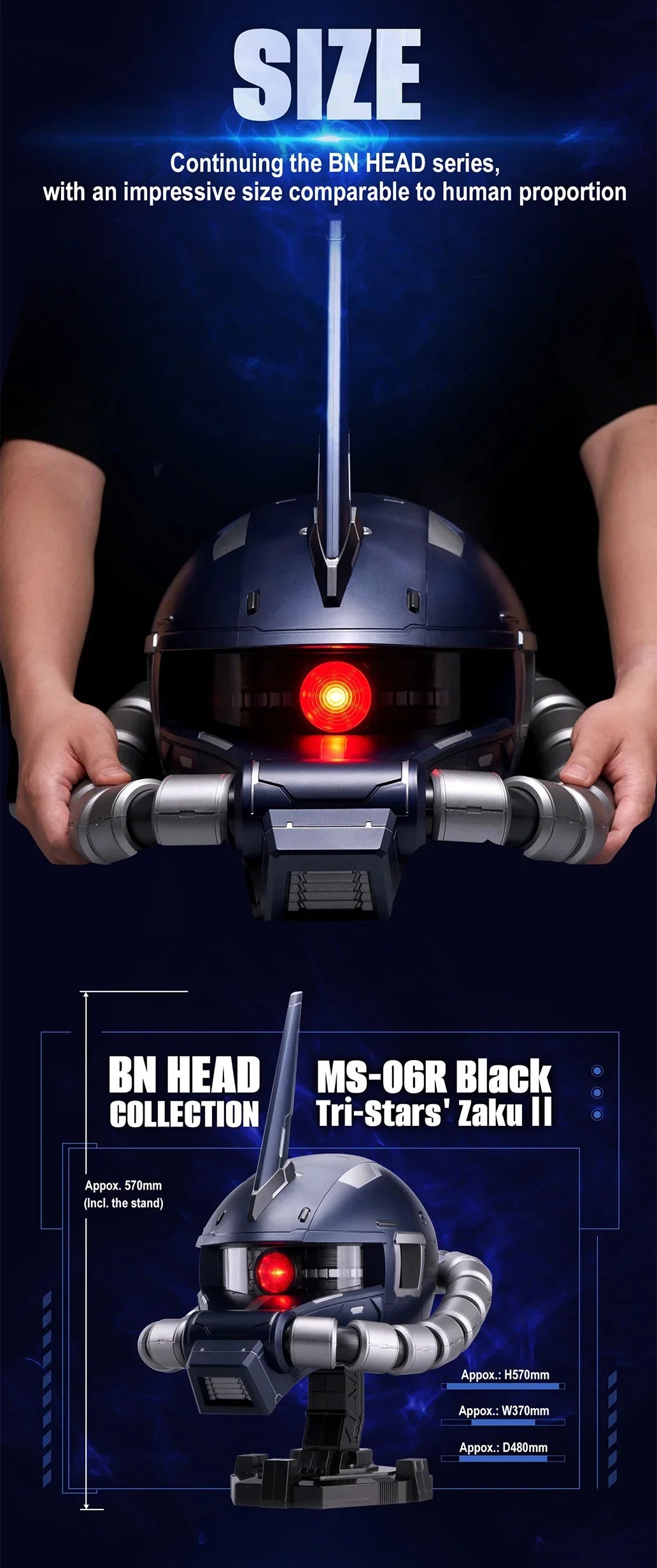 Bandai BN Head Collection Vol.7 MS-06R Black Tri-Stars' Zaku II - Kidultverse