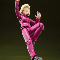 Dragon Ball Super: S.H.Figuarts Android 18 – action pose mid-jump with raised arm