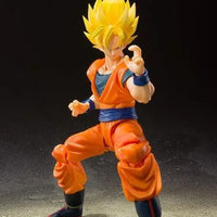 Dragon Ball Z: S.H.Figuarts Super Saiyan Full Power Son Goku – full-body action pose on dusty backdrop