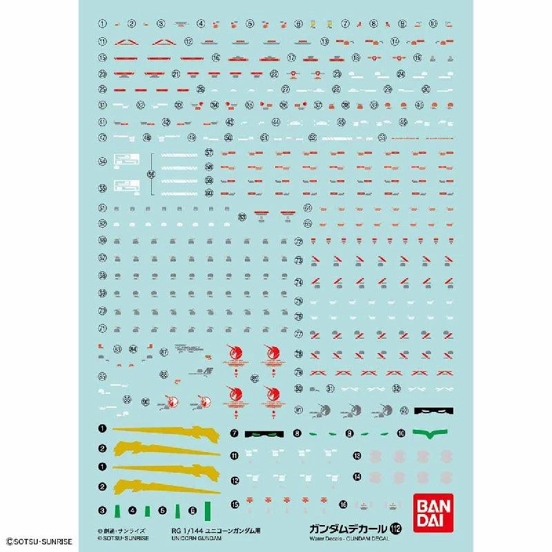 Bandai Gundam Decal [112] RG RX-0 Unicorn Gundam - Kidultverse