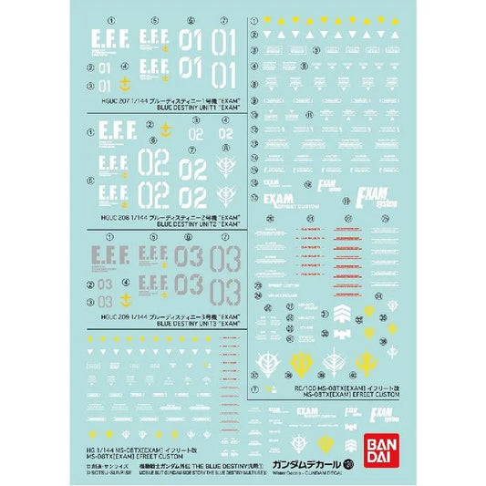 Bandai Gundam Decal [120] Mobile Suit Gundam Side Story The Blue Destiny Multiuse 1 - Kidultverse