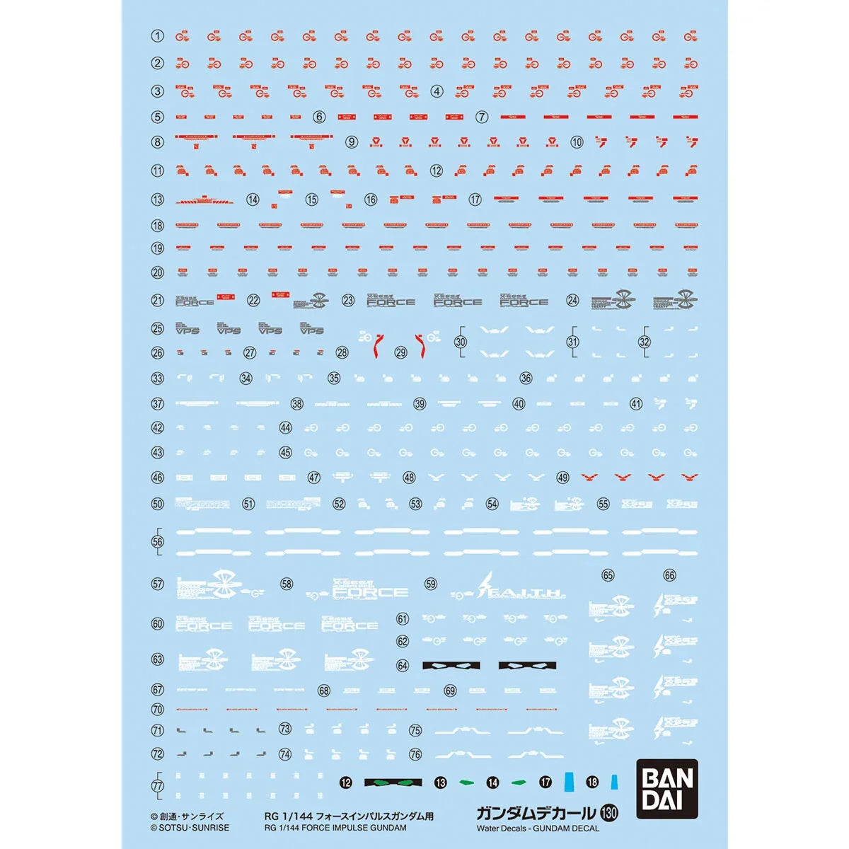 Bandai Gundam Decal [130] RG 1/144 Force Impulse Gundam - Kidultverse