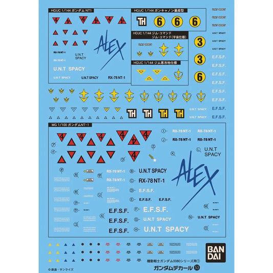 Bandai Gundam Decal [53] Mobile Suit Gundam 0080 Series Multiuse 1 - Kidultverse
