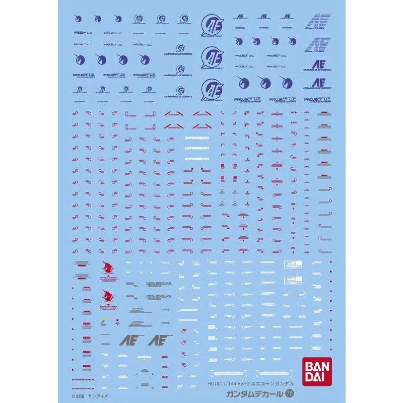 Bandai Gundam Decal [76] HGUC Unicorn Gundam - Kidultverse