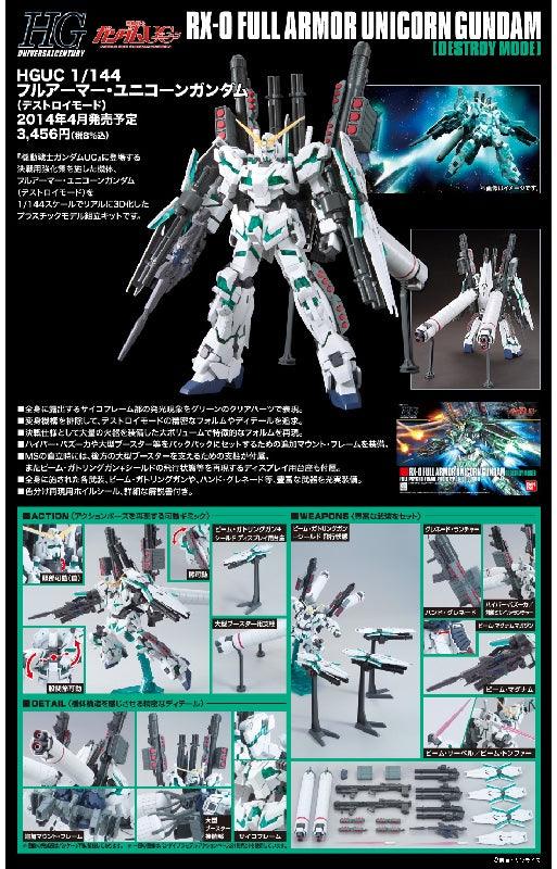 Bandai HGUC 1/144 No.178 RX-0 Full Armor Unicorn Gundam [Destroy Mode] - Kidultverse