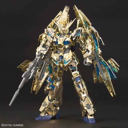 Bandai HGUC 1/144 The Gundam Base Limited Unicorn Gundam 03 Phenex [Destroy Mode] Gold & Silver Coating Set - Kidultverse