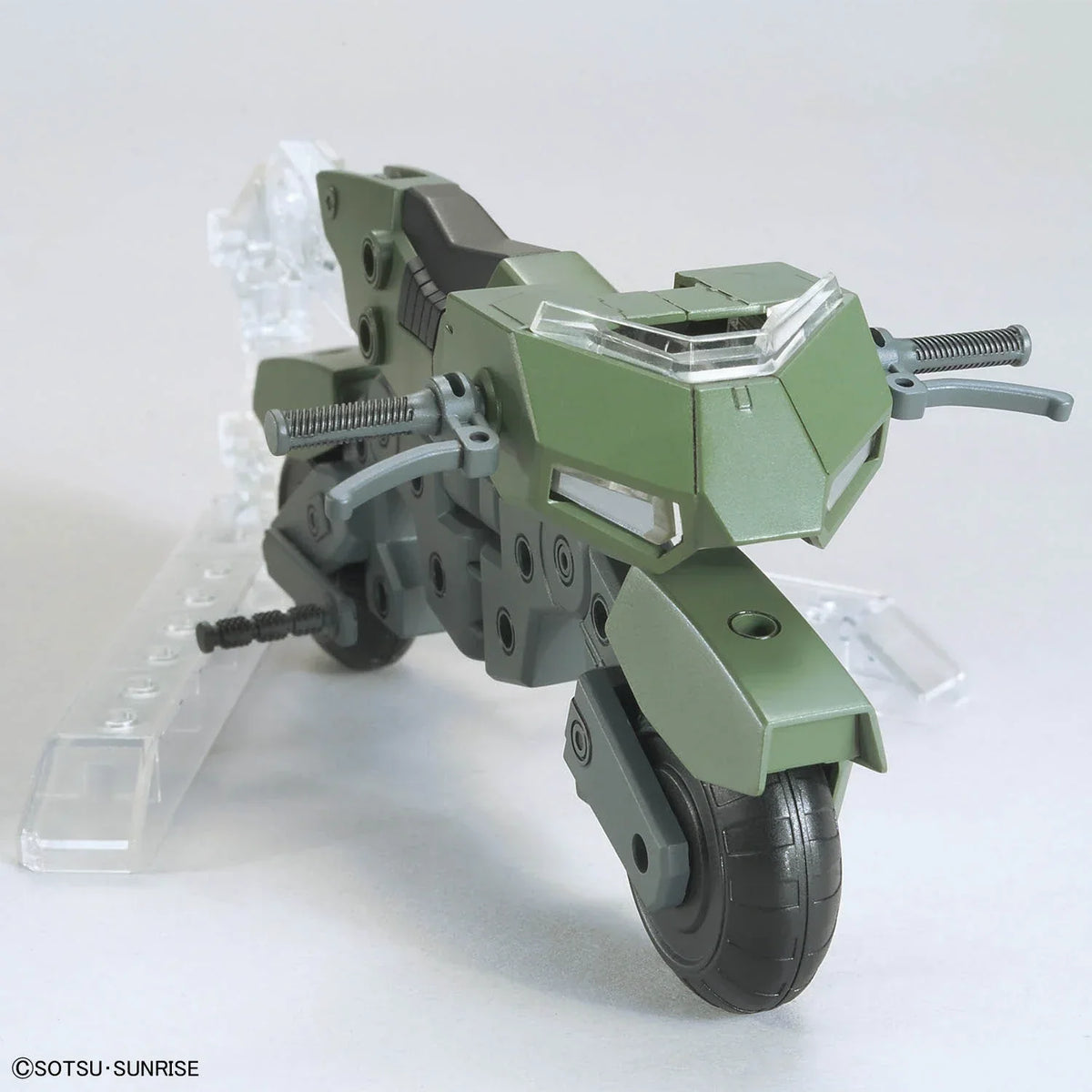 Option Parts Set Gunpla 20 Ride-On Set – three-quarter front view of assembled bike