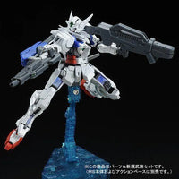 RG 1/144 Gundam Astraea Parts Set for Gundam Exia – built weapons in flight pose on clear blue stand
