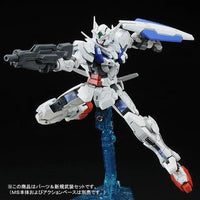 RG 1/144 Gundam Astraea Parts Set for Gundam Exia – dynamic pose on clear blue stand, parts-only note