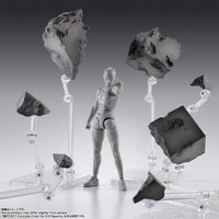 Tamashii EFFECT: Concrete Crash for S.H.Figuarts – floating concrete chunks on clear stands