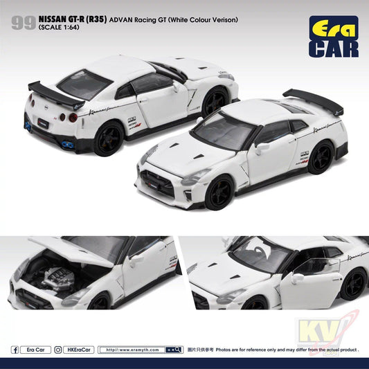 Era Car ERA#99 1/64 Nissan GT-R (R35) ADVAN Racing GT (White Colour Version) - Kidultverse