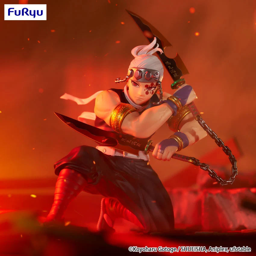 Demon Slayer: Noodle Stopper: Uzui Tengen – glowing red-lit action pose with chain-sickle